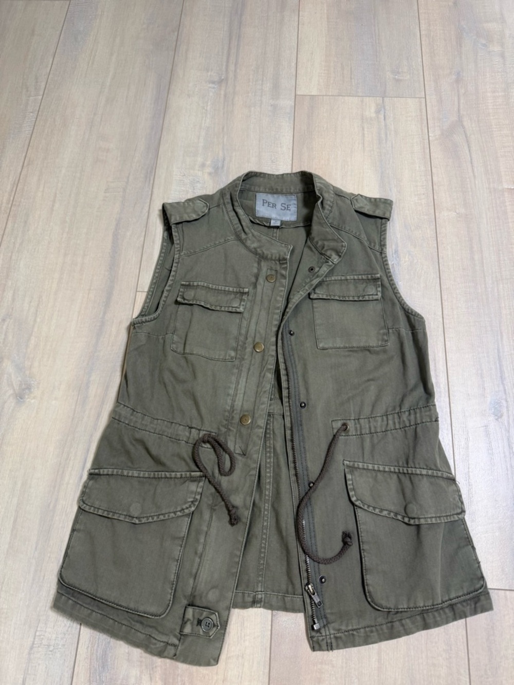 Per Se Khaki Green Utility Vest